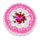 Floral Crochet Doily Coaster Pink Cotton Yarn Handcrafted